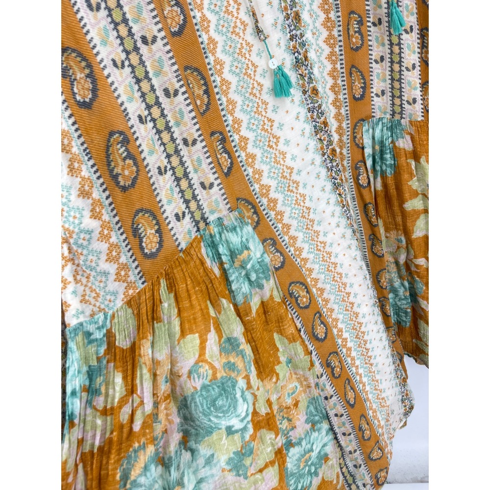 D'Ascoli Floral Paisley Maxi Dress Orange Blue Boho Resort Italian Summer Size S - Picture 8 of 14
